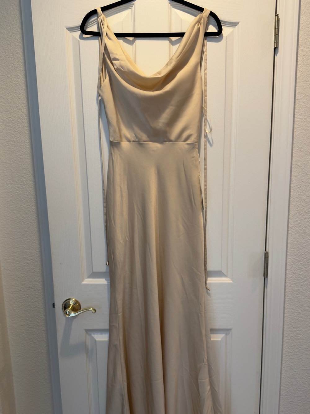 Satin Cowl Neck Maxi Dress in Champagne